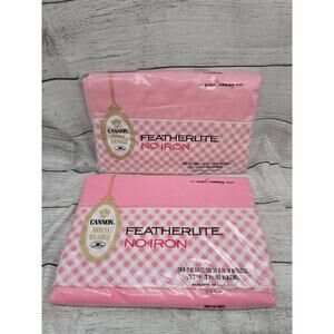 Vtg Cannon Royal Family Featherlite Pink country down Plaid Full Flat Sheet #259